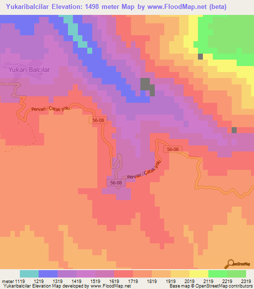 Yukaribalcilar,Turkey Elevation Map