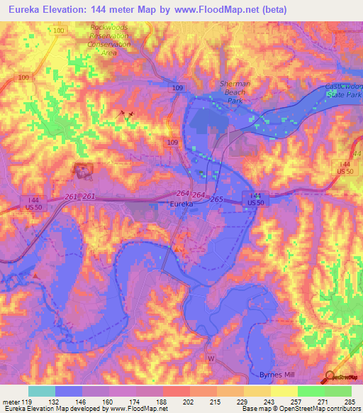 Eureka,US Elevation Map