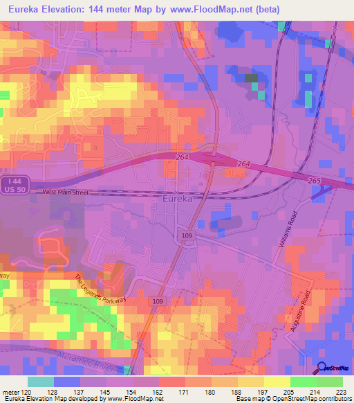 Eureka,US Elevation Map