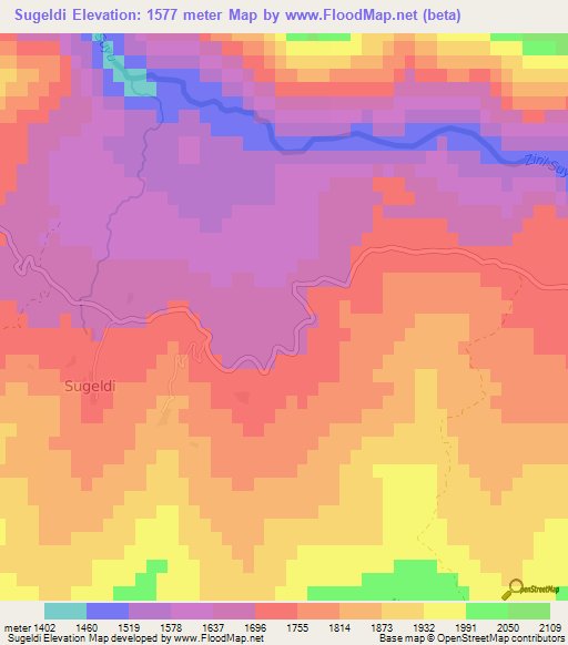 Sugeldi,Turkey Elevation Map