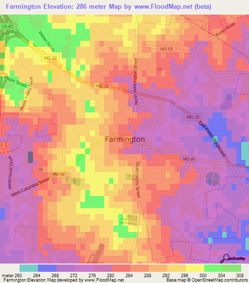 Farmington,US Elevation Map