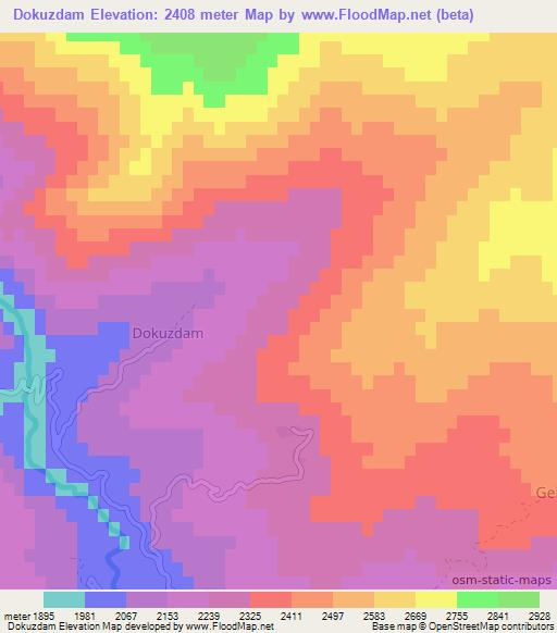 Dokuzdam,Turkey Elevation Map