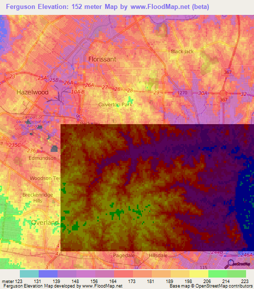 Ferguson,US Elevation Map