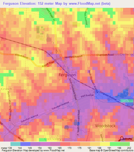 Ferguson,US Elevation Map