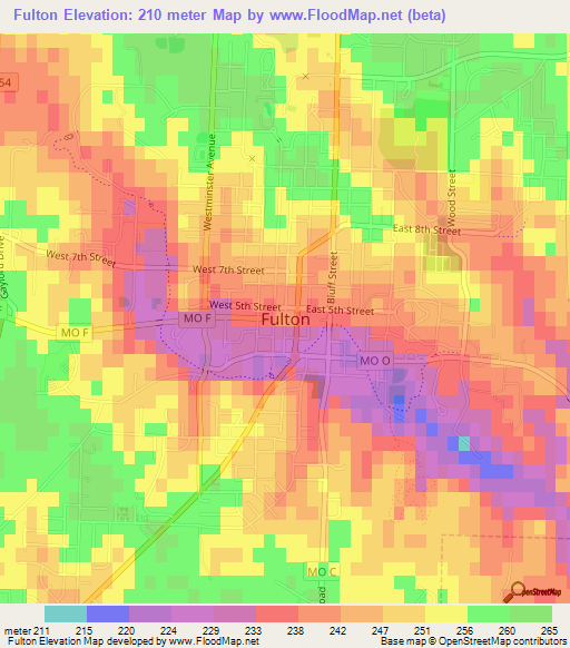 Fulton,US Elevation Map