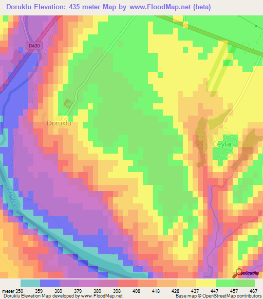 Doruklu,Turkey Elevation Map