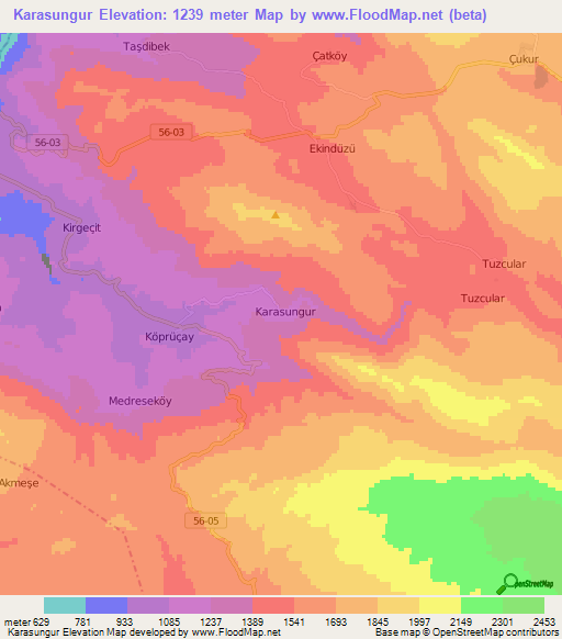 Karasungur,Turkey Elevation Map