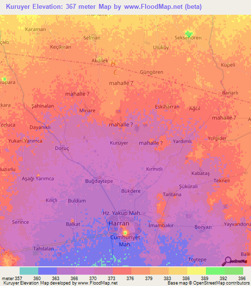 Kuruyer,Turkey Elevation Map