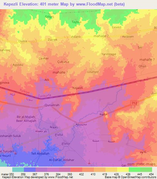 Kepezli,Turkey Elevation Map