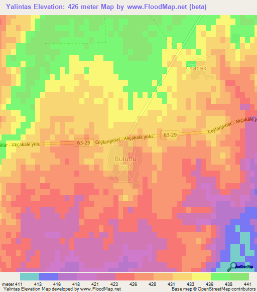 Yalintas,Turkey Elevation Map