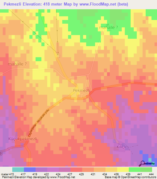 Pekmezli,Turkey Elevation Map