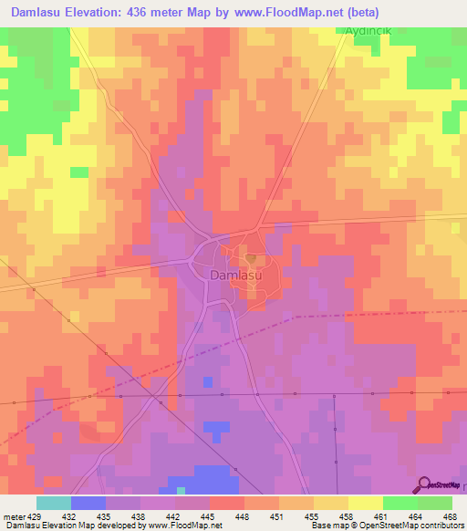 Damlasu,Turkey Elevation Map