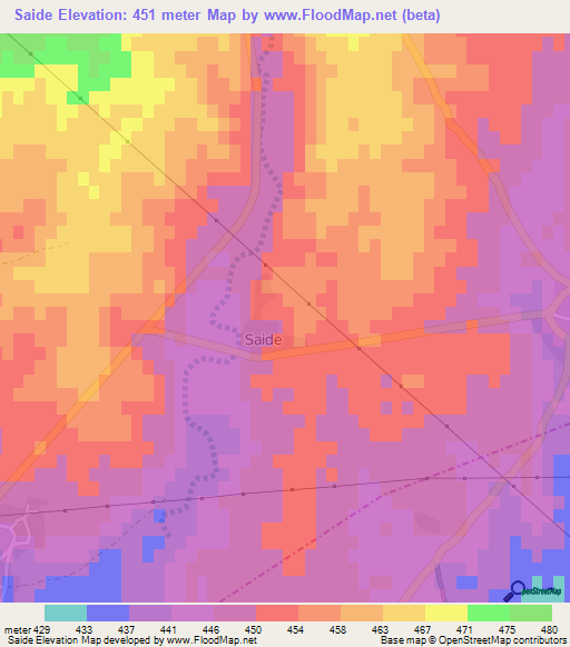 Saide,Turkey Elevation Map