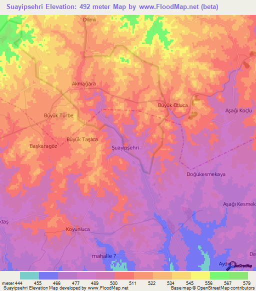 Suayipsehri,Turkey Elevation Map