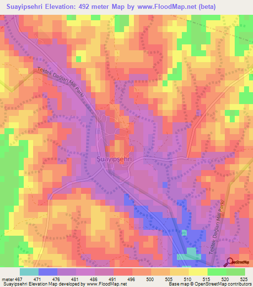 Suayipsehri,Turkey Elevation Map