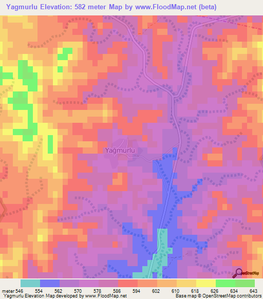 Yagmurlu,Turkey Elevation Map