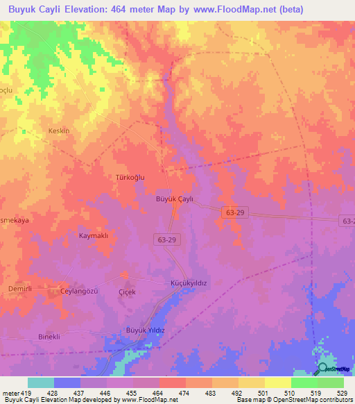 Buyuk Cayli,Turkey Elevation Map