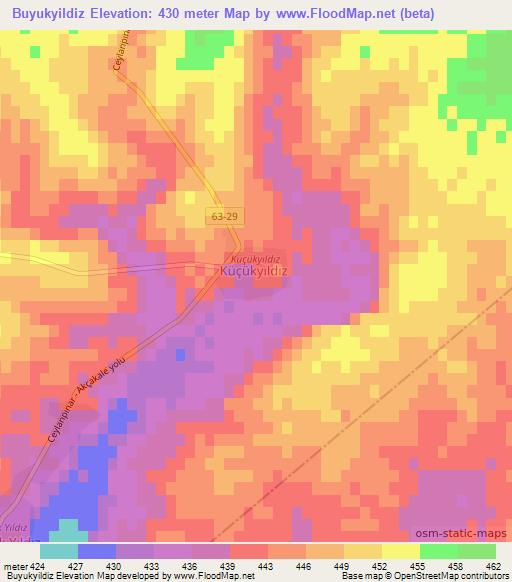 Buyukyildiz,Turkey Elevation Map