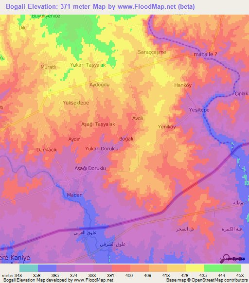 Bogali,Turkey Elevation Map