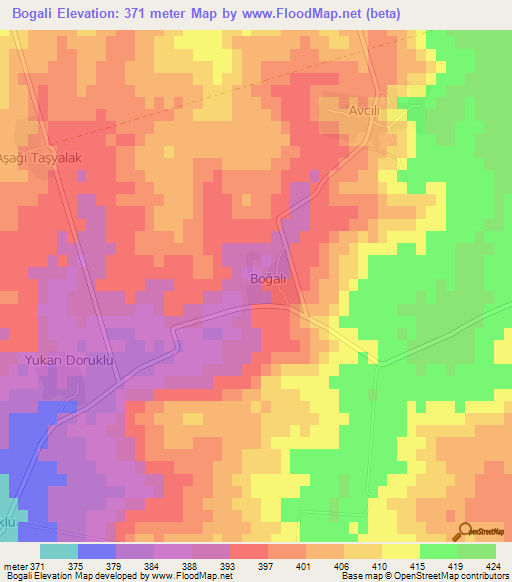 Bogali,Turkey Elevation Map