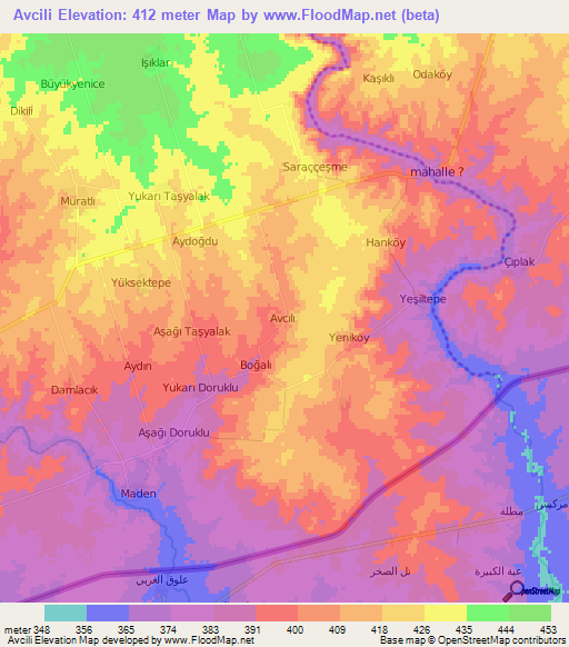 Avcili,Turkey Elevation Map