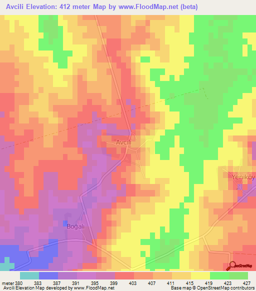 Avcili,Turkey Elevation Map