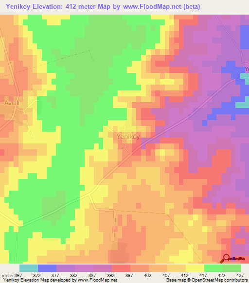 Yenikoy,Turkey Elevation Map