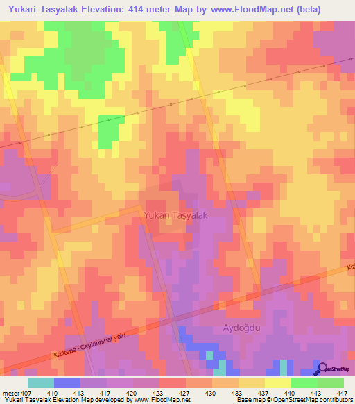 Yukari Tasyalak,Turkey Elevation Map