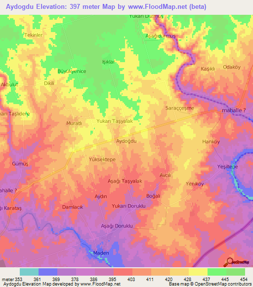 Aydogdu,Turkey Elevation Map