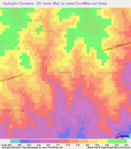 Aydogdu,Turkey Elevation Map