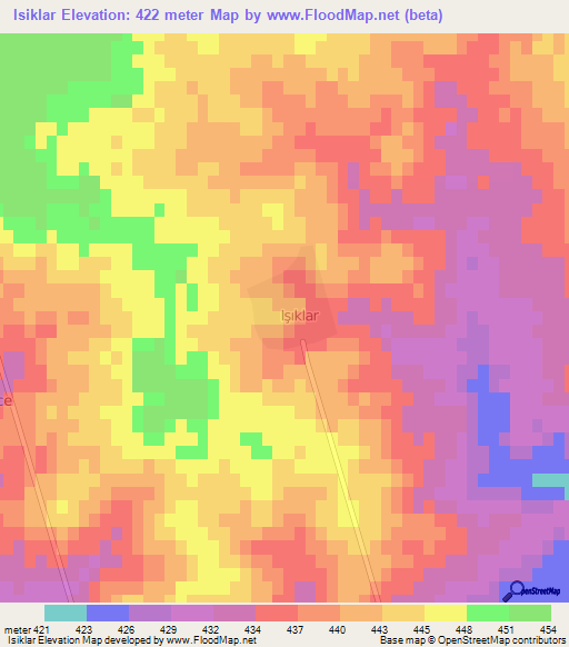 Isiklar,Turkey Elevation Map