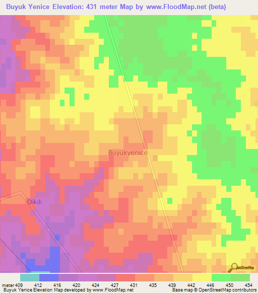 Buyuk Yenice,Turkey Elevation Map