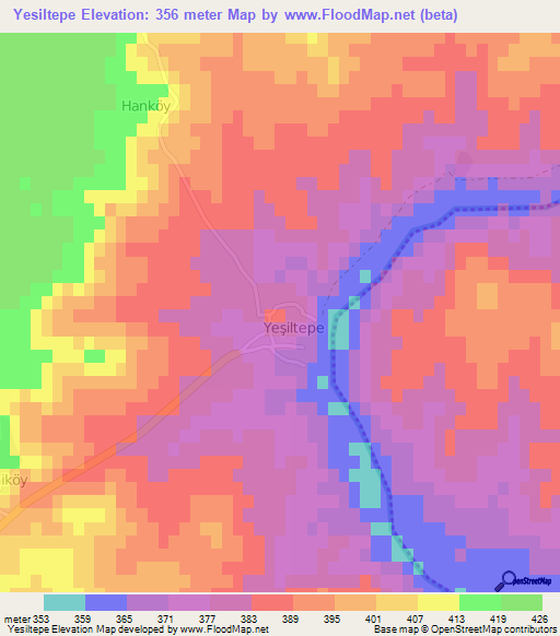 Yesiltepe,Turkey Elevation Map