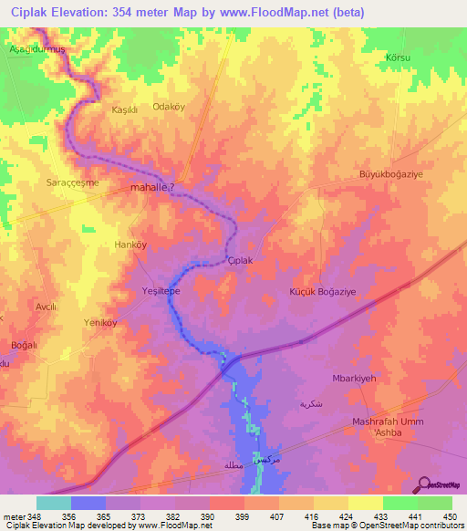 Ciplak,Turkey Elevation Map