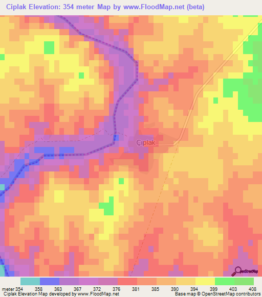 Ciplak,Turkey Elevation Map