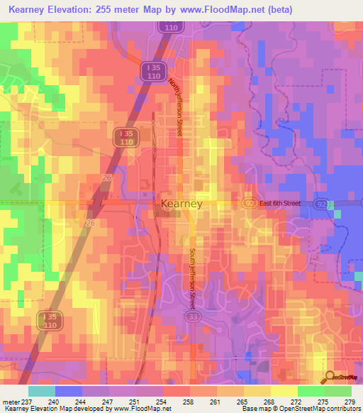 Kearney,US Elevation Map