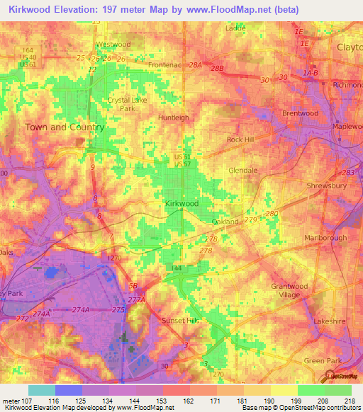 Kirkwood,US Elevation Map