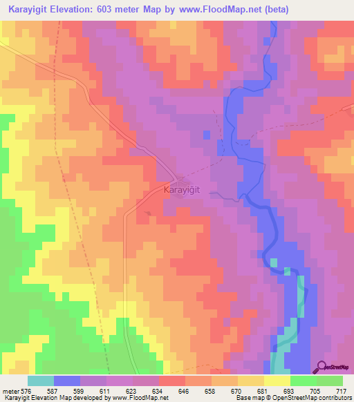 Karayigit,Turkey Elevation Map