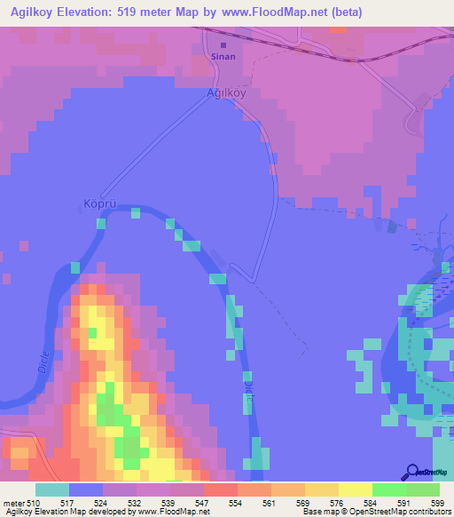 Agilkoy,Turkey Elevation Map