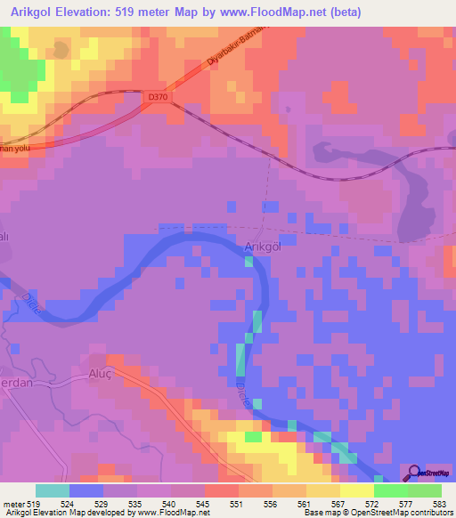 Arikgol,Turkey Elevation Map