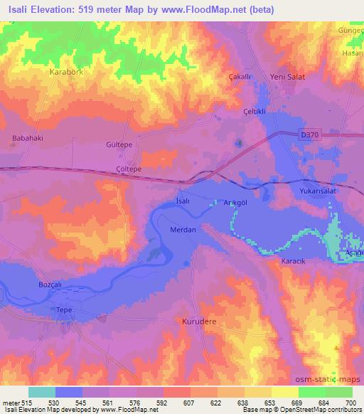 Isali,Turkey Elevation Map