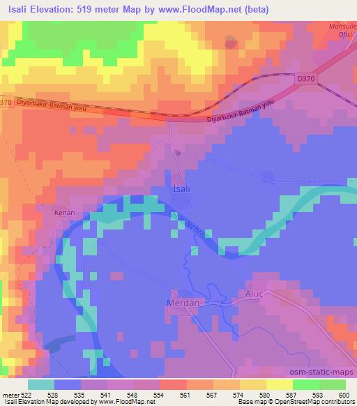 Isali,Turkey Elevation Map