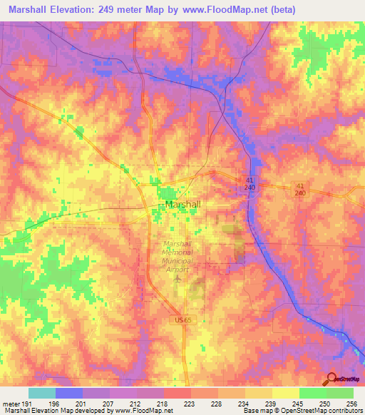 Marshall,US Elevation Map