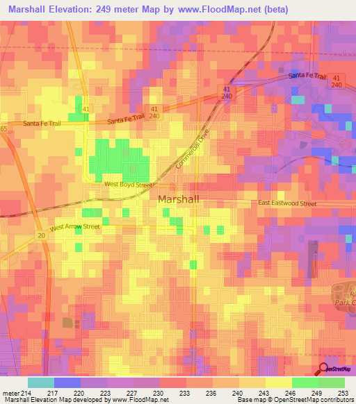 Marshall,US Elevation Map