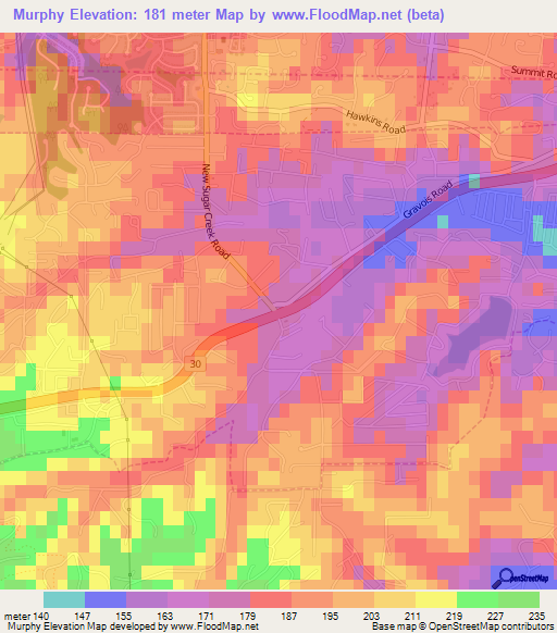 Murphy,US Elevation Map