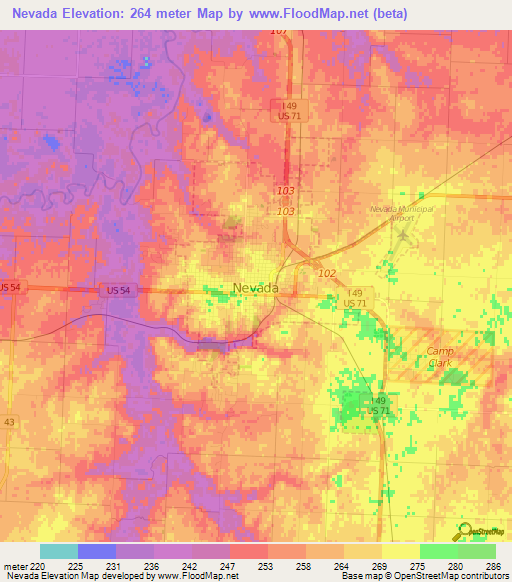 Nevada,US Elevation Map