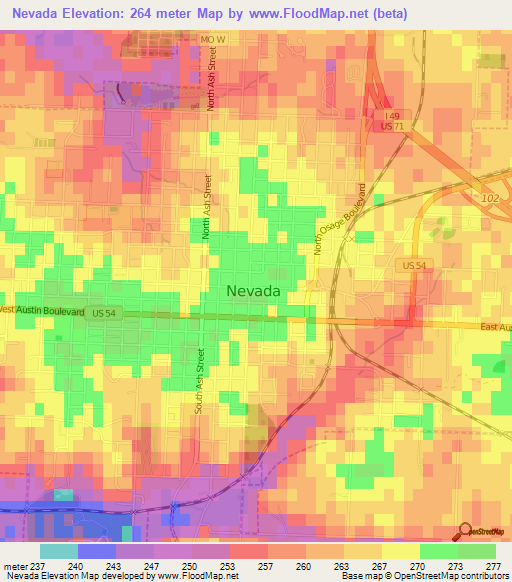 Nevada,US Elevation Map