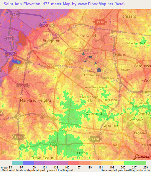 Saint Ann,US Elevation Map