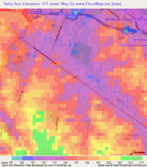 Saint Ann,US Elevation Map