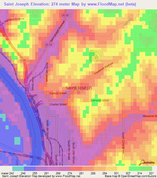 Saint Joseph,US Elevation Map